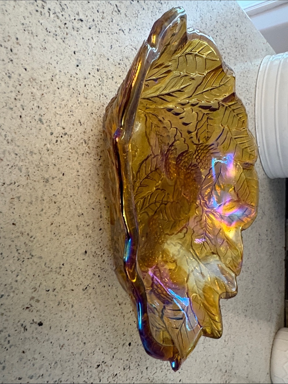 Carnival glass, harvest, grape Golden Leaf Glass Decorative Bowl